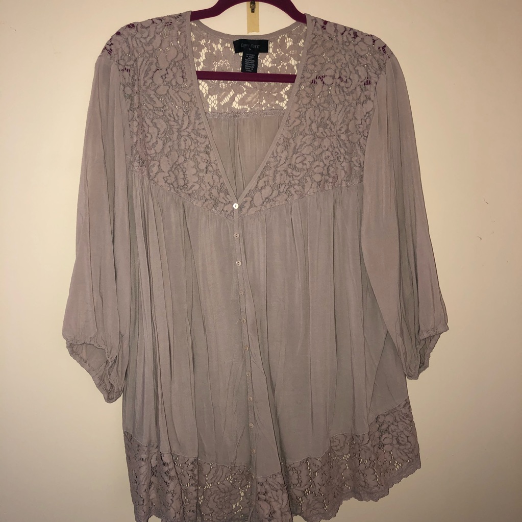 Beige Lace Button Down